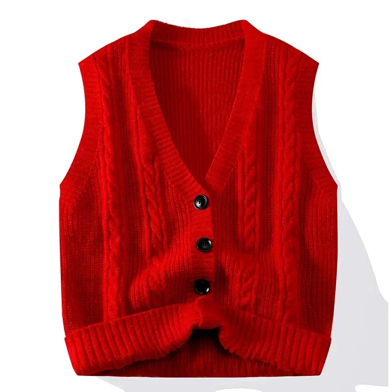 Cardigan Sweater for Men Autumn Winter Casual Knit Coat Loose Vest Sleeveless Vest for Men Sleeveless Cardigan Sweater Fashion - Image 2