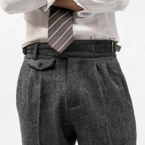Men's Elegant Tailored Pants High Waist Trousers Autumn Winter New Style Italian Neapolitan Light Business Casual Folded Design