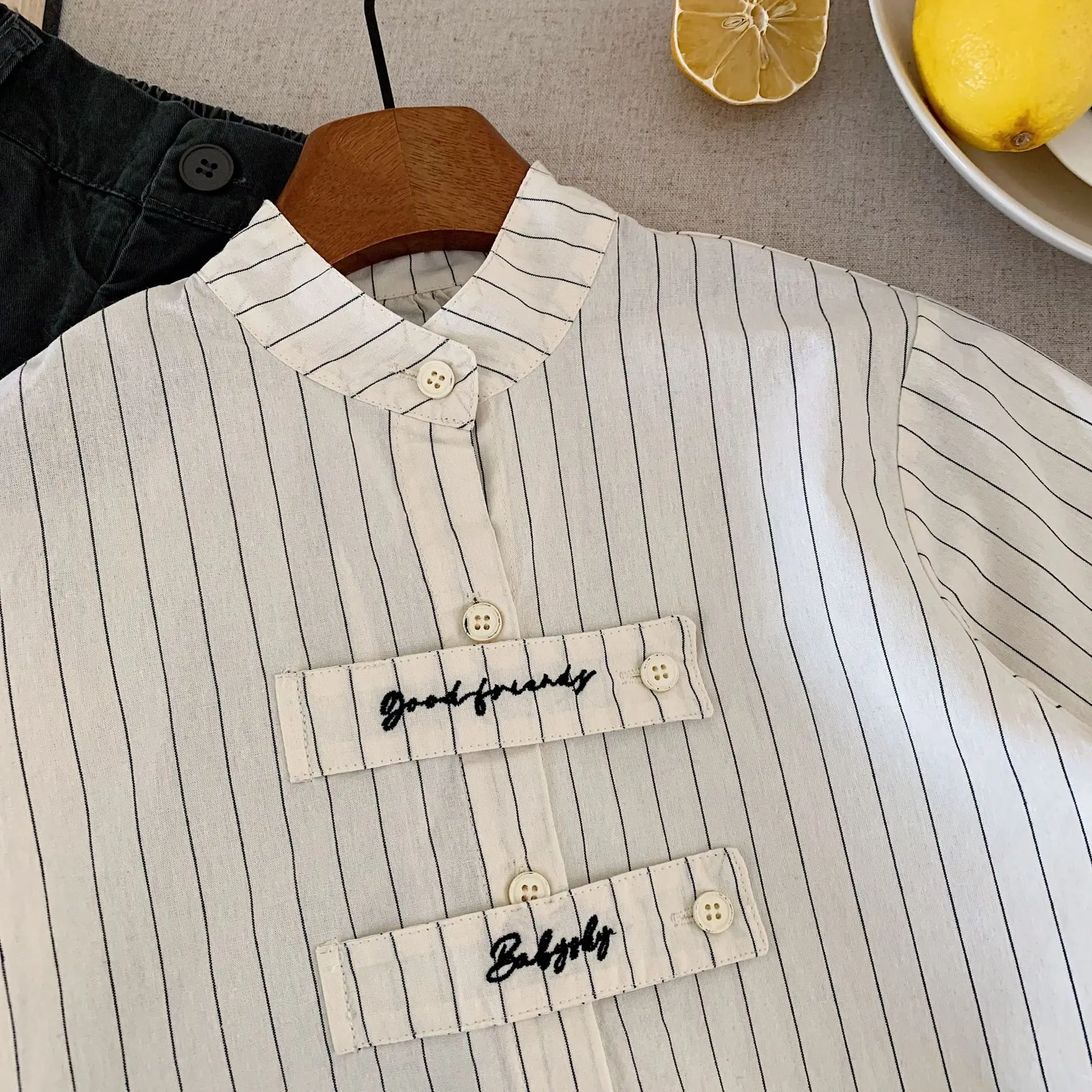 Children's Shirts 2025 Spring New Products Boys Embroidered Girls Striped Shirt Top Tide H0085 - Image 3