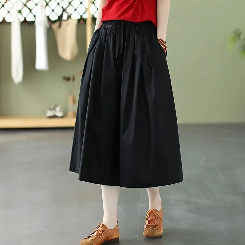 Short Pants Woman Cotton Culotte Shorts for Women Wide Skirt Comfy Outfits Flowy Harajuku Fashion To Wear Summer Wholesale Jorts - Image 3