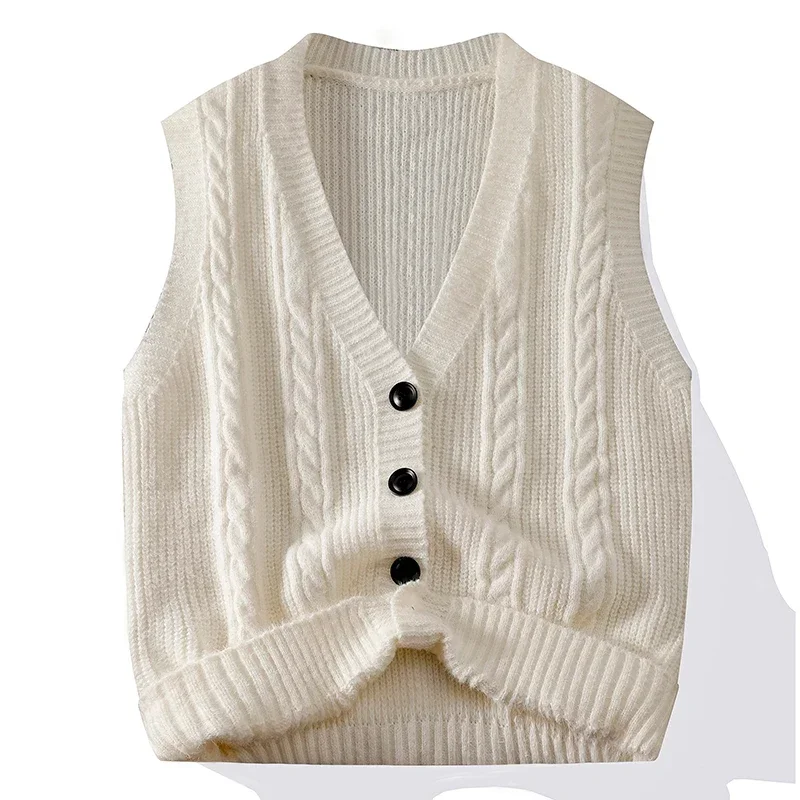 Cardigan Sweater for Men Autumn Winter Casual Knit Coat Loose Vest Sleeveless Vest for Men Sleeveless Cardigan Sweater Fashion - Image 4
