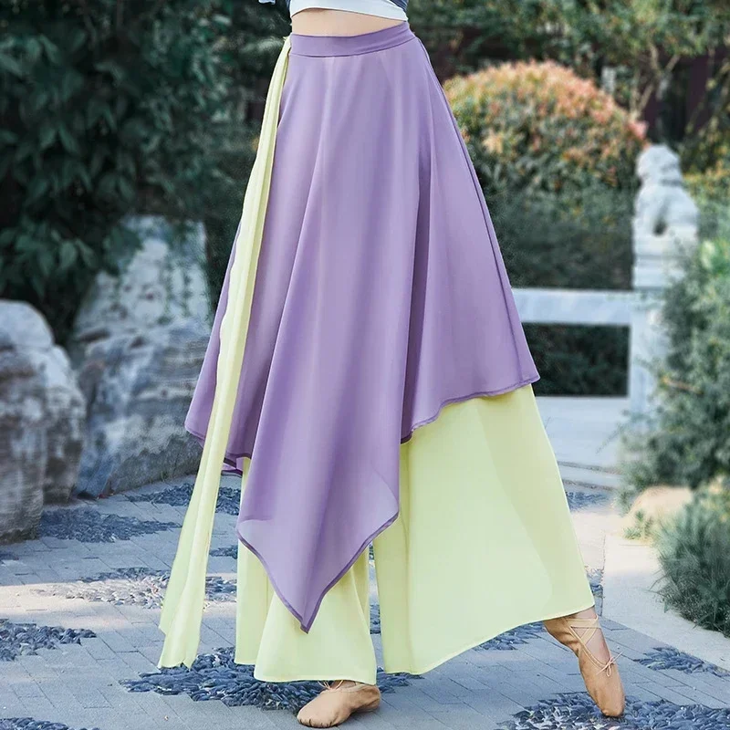 Women's Wide-Leg Pants Elegant Chiffon Culottes Classical Dance Practice Clothes Chinese Modern Dance Adult Blocking Dance Pants - Image 7
