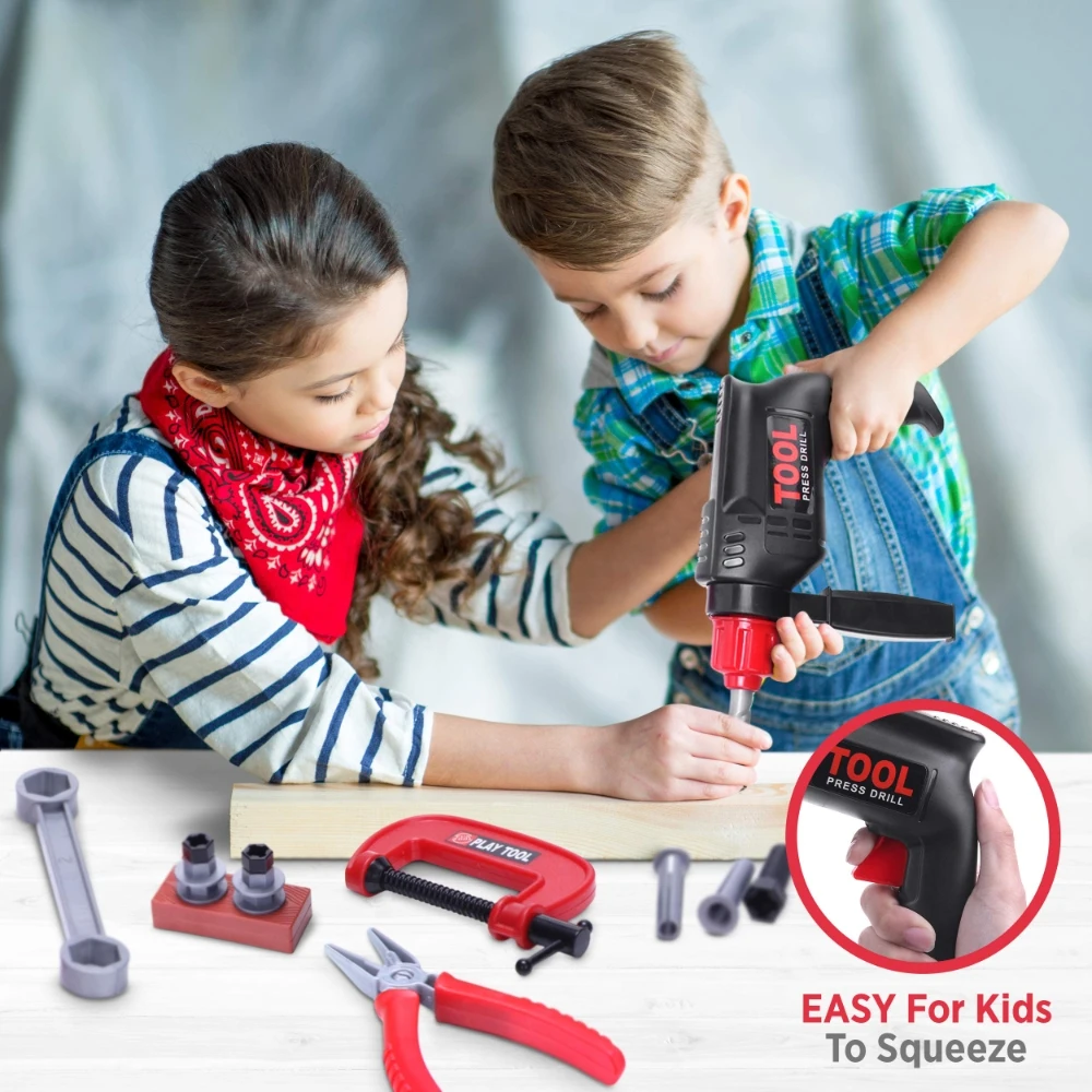 Children's Tool Set with Electric Toy Drill Kids Power Construction Toy Pretend Play Toy Tools Kit for Toddler Boys Girls Child - Image 6