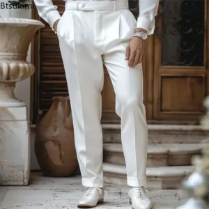 New Men's High-end Suit Pants Elegant Fashion Casual Party Dress Pants Spring Autumn Men Business Social Straight Formal Trouser