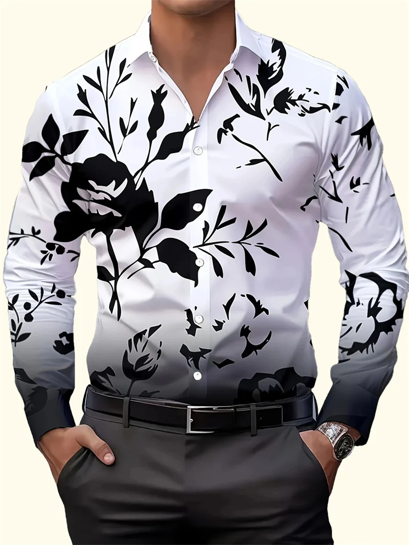 2025 men's printed casual shirt with breathable long sleeves and lead buttons suitable for spring and autumn - Image 8