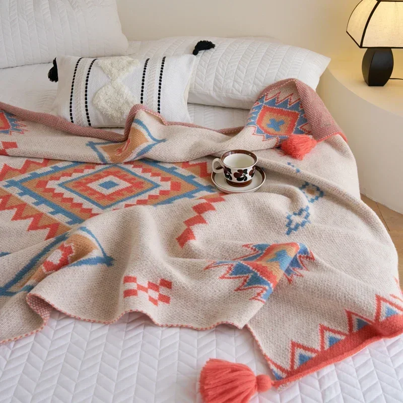 Bohemian Blanket Soft Sofa Cover Summer Blanket Office Nap Blankets Air Conditioning Blankets Knit Blanket For Travel - Image 2