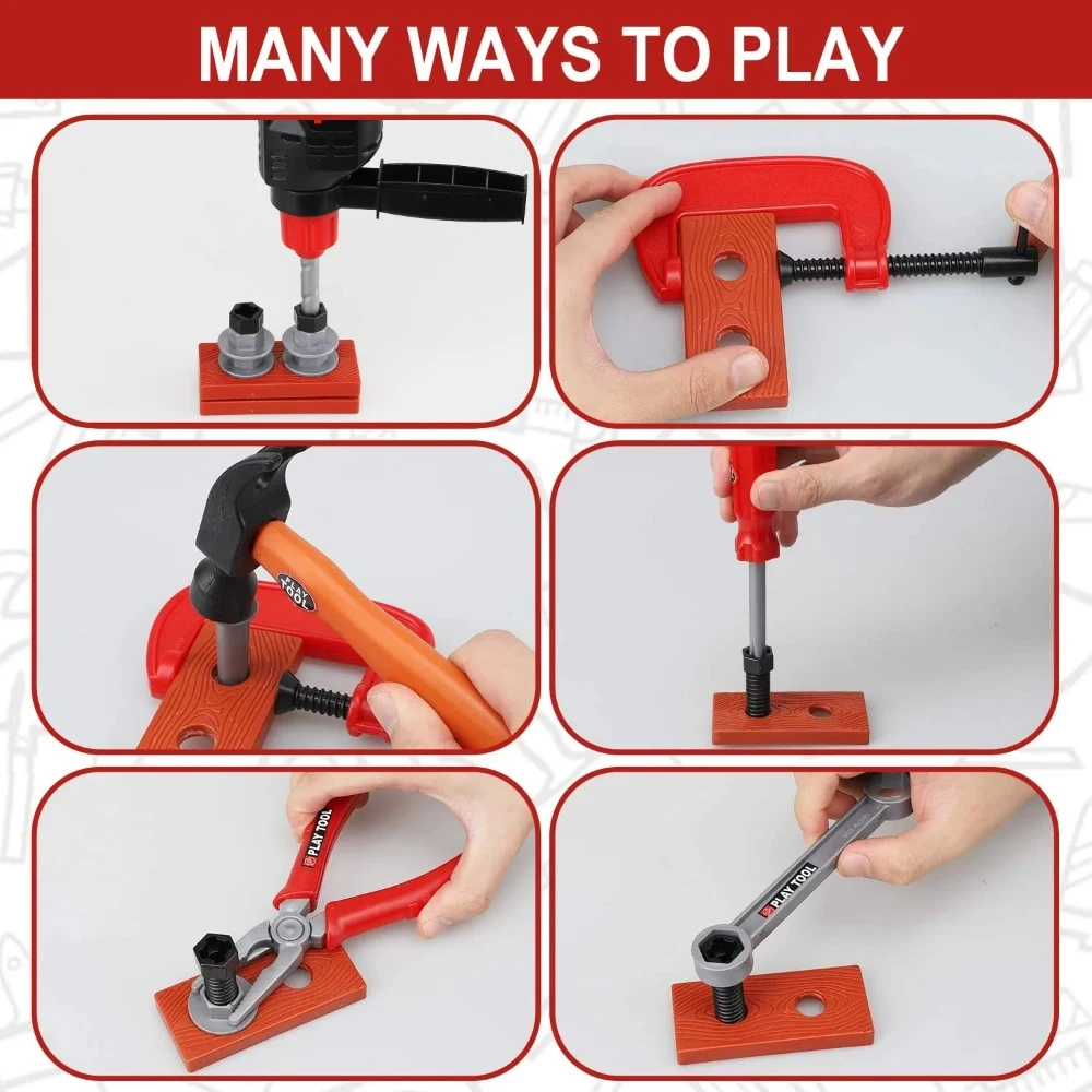 Children's Tool Set with Electric Toy Drill Kids Power Construction Toy Pretend Play Toy Tools Kit for Toddler Boys Girls Child - Image 5