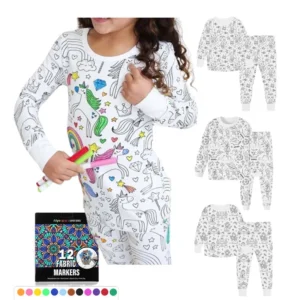 DIY Pajamas Kids Colorful Pajama Set Kid Crafts For Kids With Marker Pen Coloring Pajamas