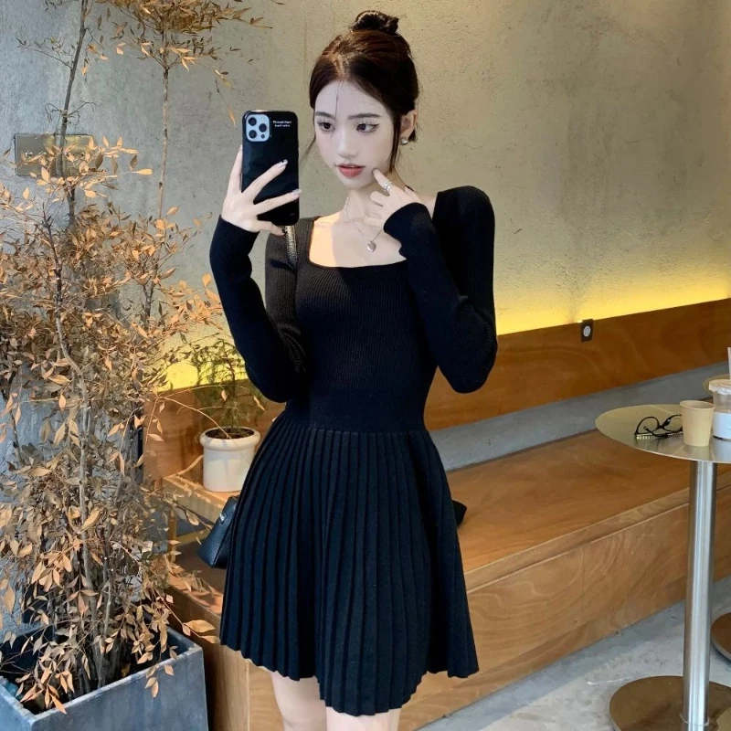 Bodycon Woman Knitted Dress New In Casual Retro Deals Korean Harajuku Comfortable Essential Pleated Crochet Dresses For Women - Image 2