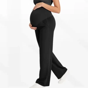 Maternity Wide Leg Pants Pregnant Women High Waist Tummy Support Trousers Soft Stretchy Casual Straight Leg Yoga Lounge Pants