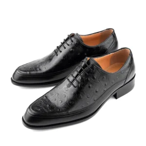 Men's Wedding Leather Shoes Handmade Classic Designer Formal Dress Leather Shoes Luxury Printing Pointed Toe Shoes Black Blue