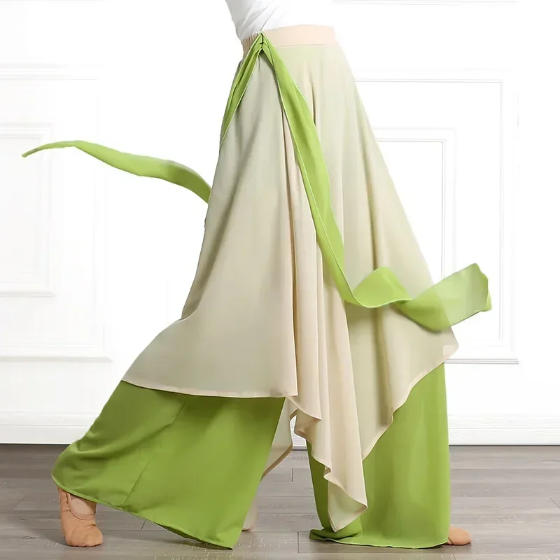 Women's Wide-Leg Pants Elegant Chiffon Culottes Classical Dance Practice Clothes Chinese Modern Dance Adult Blocking Dance Pants - Image 2