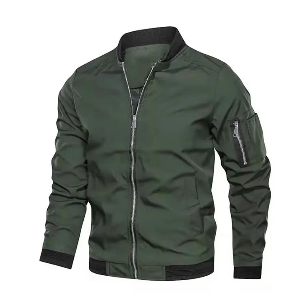 Fall Winter Quality New Men's Jackets Fashion Young Men's Jackets Baseball Clothing Bomber Jacket Basic Style Solid Color Coat - Image 4