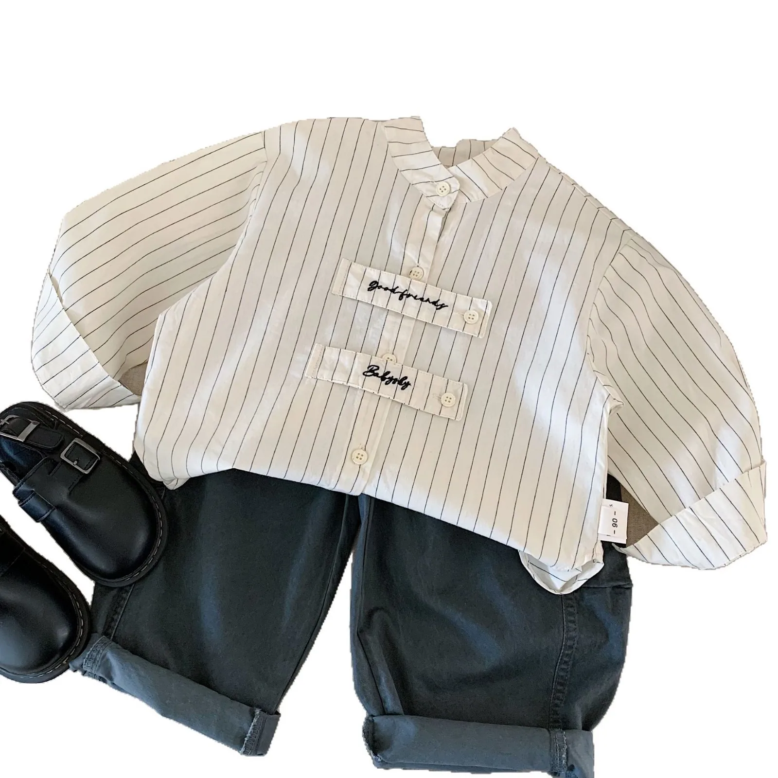 Children's Shirts 2025 Spring New Products Boys Embroidered Girls Striped Shirt Top Tide H0085 - Image 5