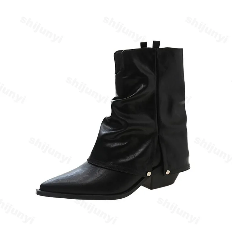 Women's Boots 2025 Autumn New Fashion Retro Pointed Toe Female Ankle Boots Synthetic Leather Outdoor Anti Slip Boots Botas Mujer - Image 6