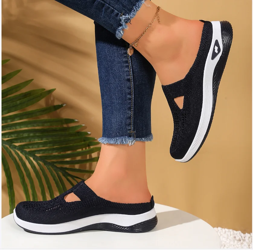 Women's shoes, casual shoes for ladies, half-leg versatile, casual and breathable flip-flops, one-step lazy soft-soled single sh - Image 8