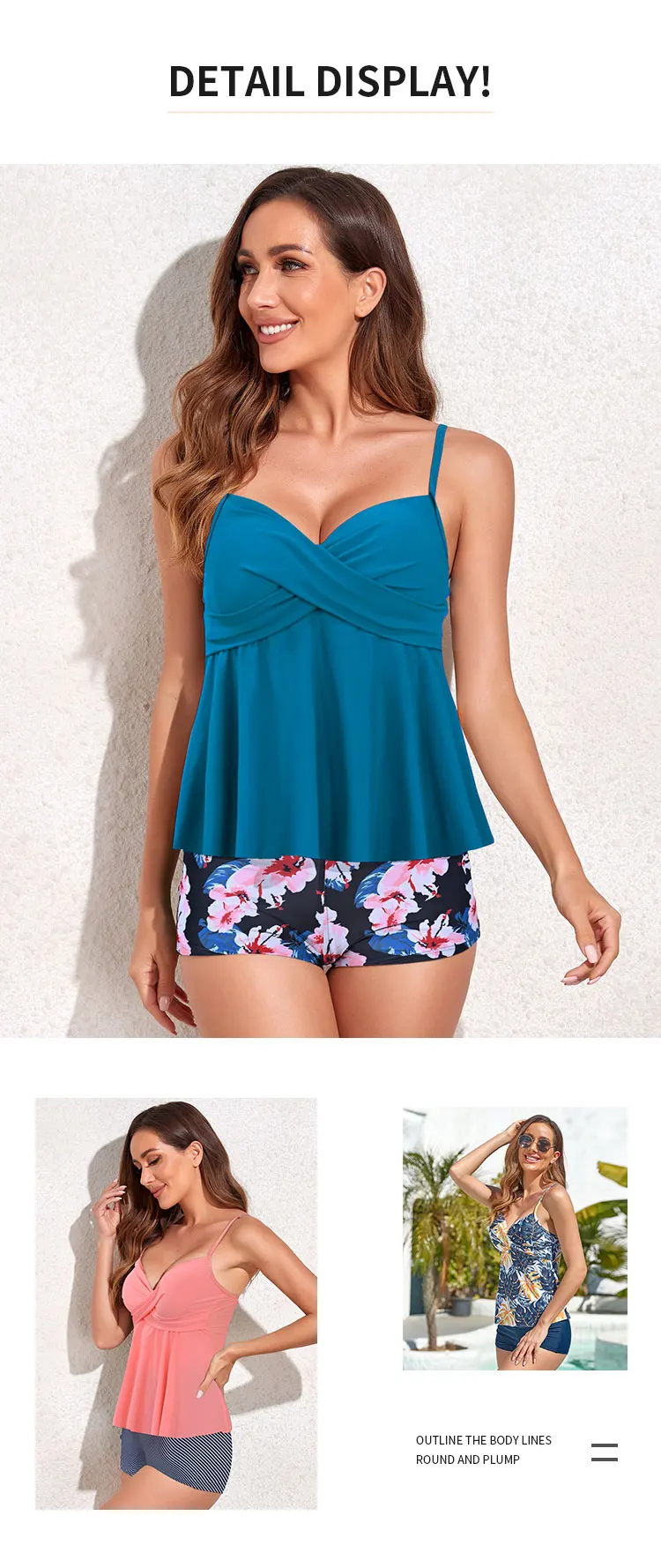 Tankini Swimsuits for Women 2 Pcs Bathing Suits Floral Print Tank Top with shorts Tummy Control Y2k Hot Girls Swimming Suits - Image 20