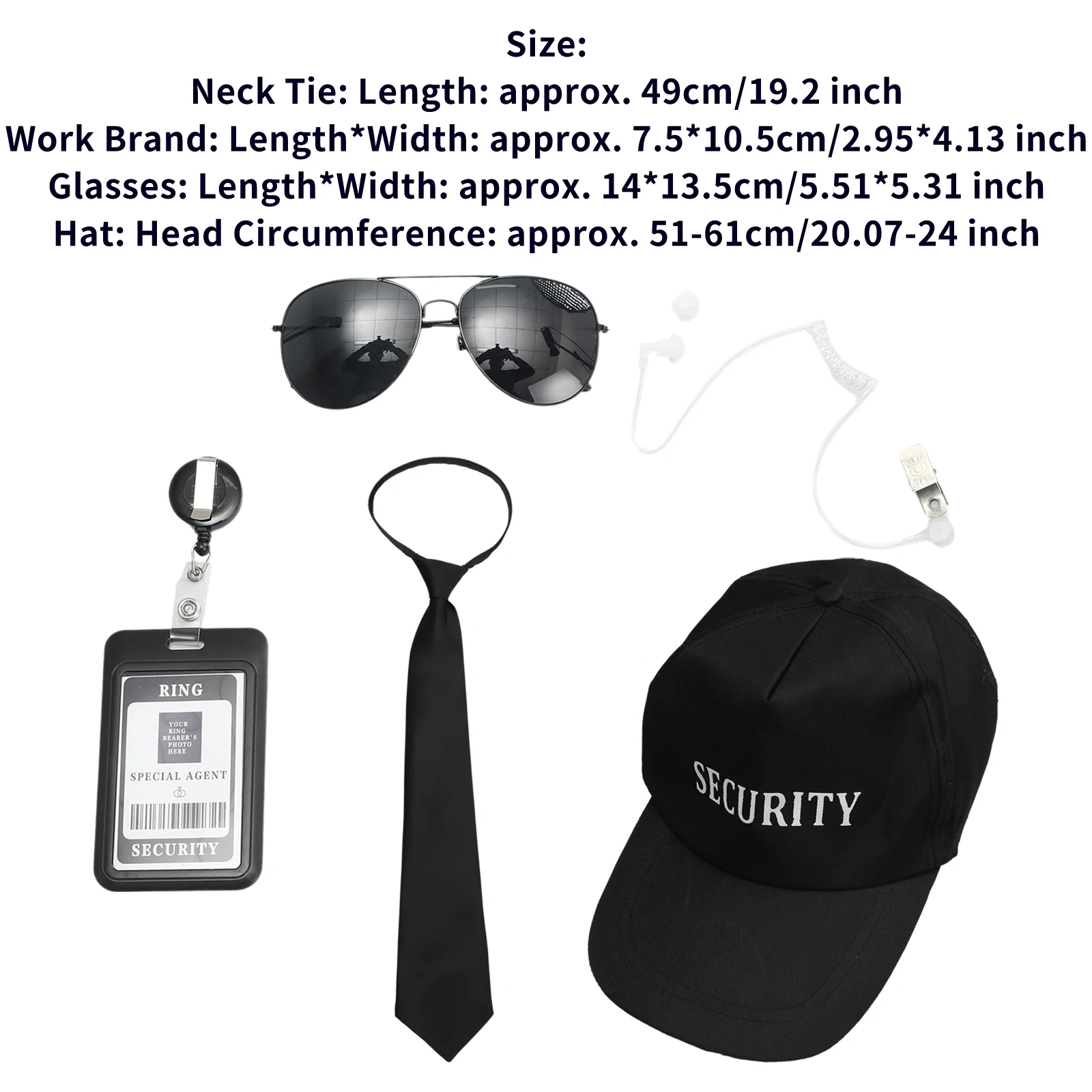 Agent Accessories Set Tie Earplugs Work Brand Glasses Hat Secret Security Service Costume for Teens Adults Cosplay Game Party - Image 9