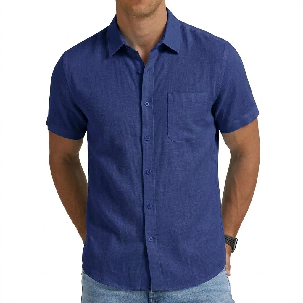 Men's Short Sleeve Shirt Luxury Work Tshirts Elegant T-shirts Men's Shirts Hawaiian Shirt Summer Cotton Linen Shirts for Men - Image 7