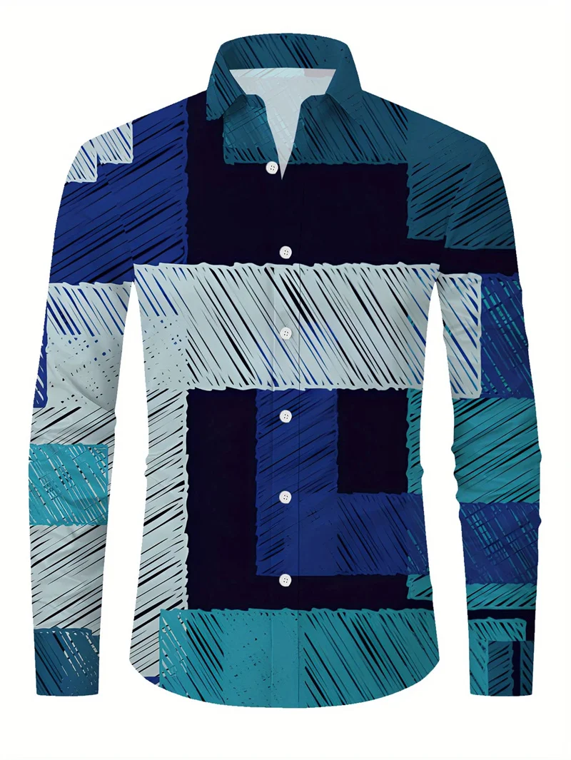 2025 men's printed casual shirt with breathable long sleeves and lead buttons suitable for spring and autumn - Image 3