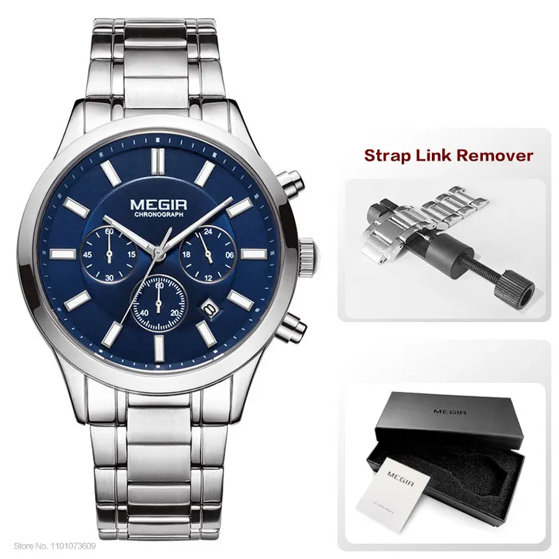 MEGIR Watches for Men 2021 New Chronograph Quartz Watch Luxury Stainless Steel Wristwatch Man Relogios Masculino часы мужские - Image 10