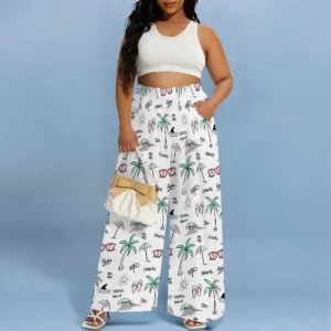 Wide Leg Pants for Women Work Business Casual Flowy High Waisted Dressy Pants Trousers Office with Pocket