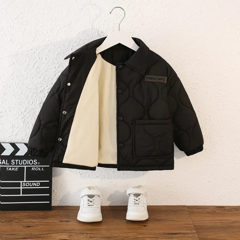 Kids Boys Girls Jackets Children Winter Fleece Down Coat Toddler Padded Warm Windproof Outerwear Boy Autumn Plus Velvet Clothes - Image 3