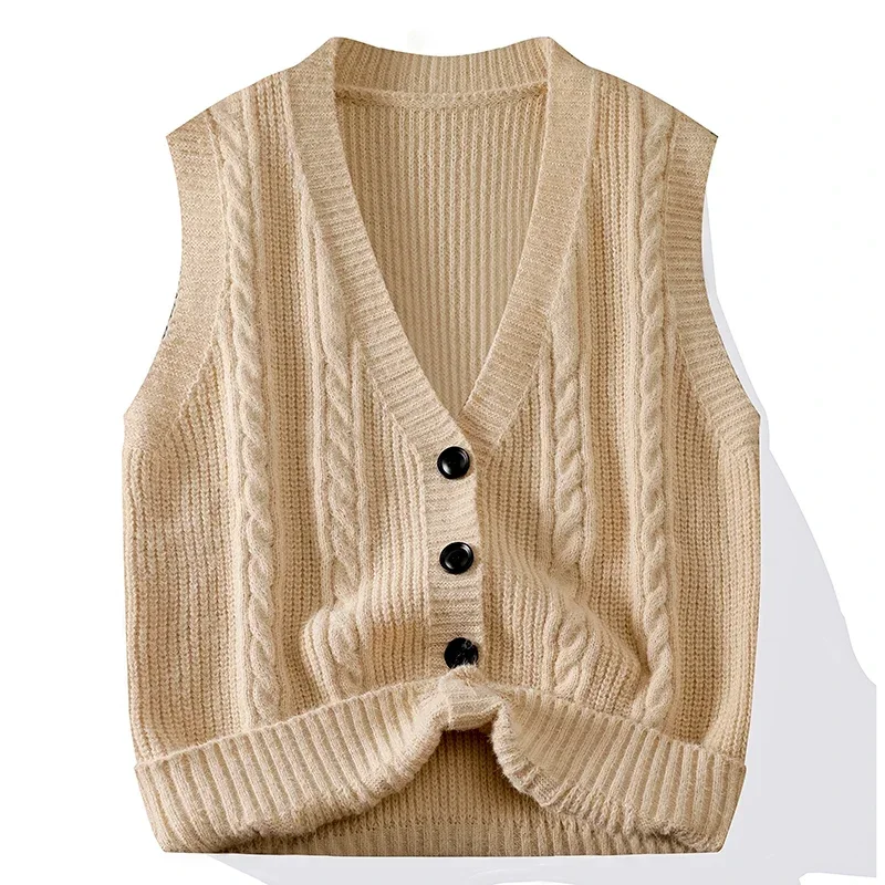 Cardigan Sweater for Men Autumn Winter Casual Knit Coat Loose Vest Sleeveless Vest for Men Sleeveless Cardigan Sweater Fashion - Image 5