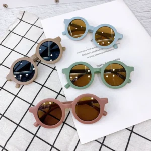 Children Sunglasses Frosted Round Frame Glasses New Decorative Shades for 1-8 Year Olds Baby Trendy Sun Protection Glasses