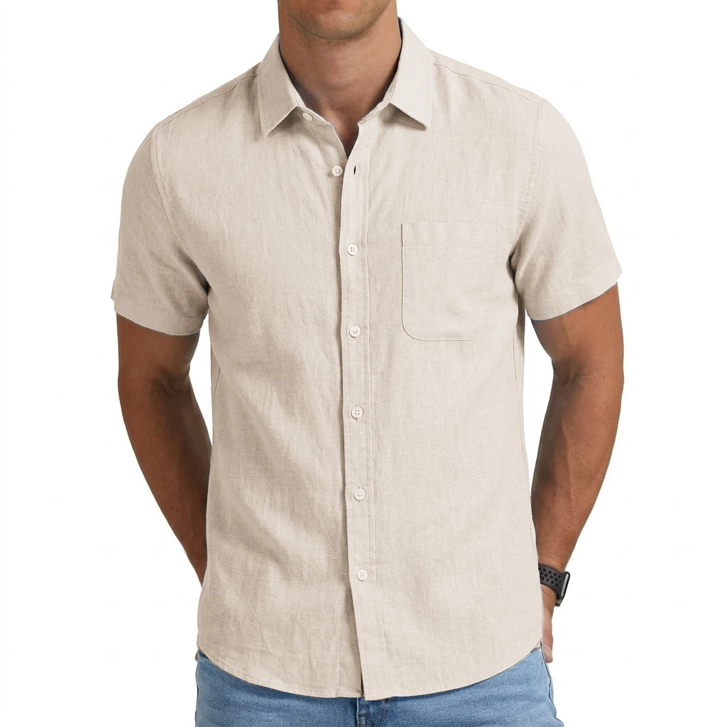 Men's Short Sleeve Shirt Luxury Work Tshirts Elegant T-shirts Men's Shirts Hawaiian Shirt Summer Cotton Linen Shirts for Men - Image 5