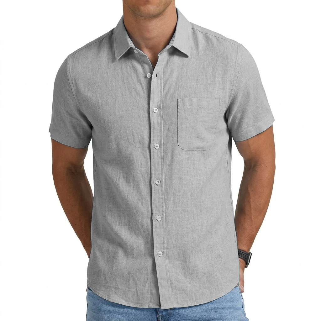 Men's Short Sleeve Shirt Luxury Work Tshirts Elegant T-shirts Men's Shirts Hawaiian Shirt Summer Cotton Linen Shirts for Men - Image 4
