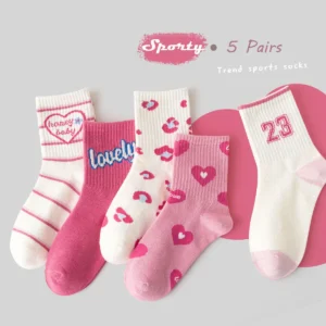 5 Pairs Spring Socks Children's Socks Girls Boys Trendy Pattern Sport Sock Socks Autumn Kids Socks Cotton Sock for 3-12T