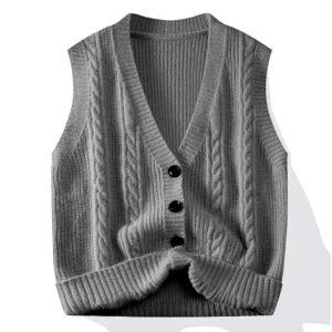 Cardigan Sweater for Men Autumn Winter Casual Knit Coat Loose Vest Sleeveless Vest for Men Sleeveless Cardigan Sweater Fashion