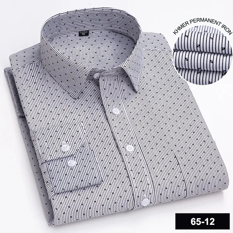 Men's Long Sleeve Shirt High-quality Fashion Casual Print Plaid Stripe Single Pocket Fit Business Formal Office Four Season Top - Image 12