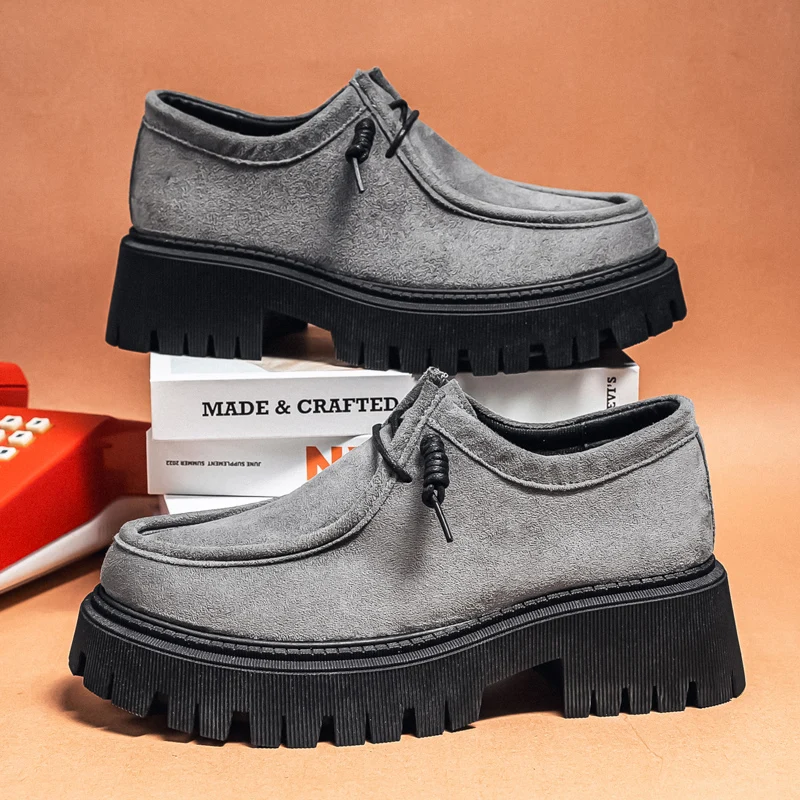Men's Shoes 2025 Autumn New Style High-heel Thick-soled Loafers, Durable and Retro Casual Shoes, Everyday Street Trend Sneakers - Image 8