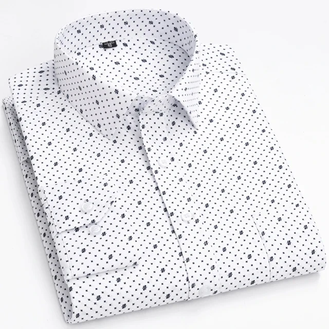 Men's Long Sleeve Shirt High-quality Fashion Casual Print Plaid Stripe Single Pocket Fit Business Formal Office Four Season Top - Image 9
