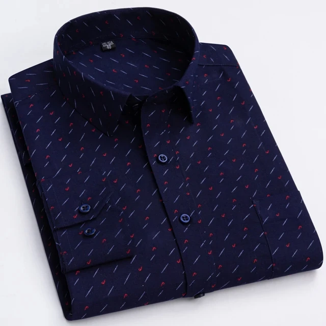 Men's Long Sleeve Shirt High-quality Fashion Casual Print Plaid Stripe Single Pocket Fit Business Formal Office Four Season Top - Image 10