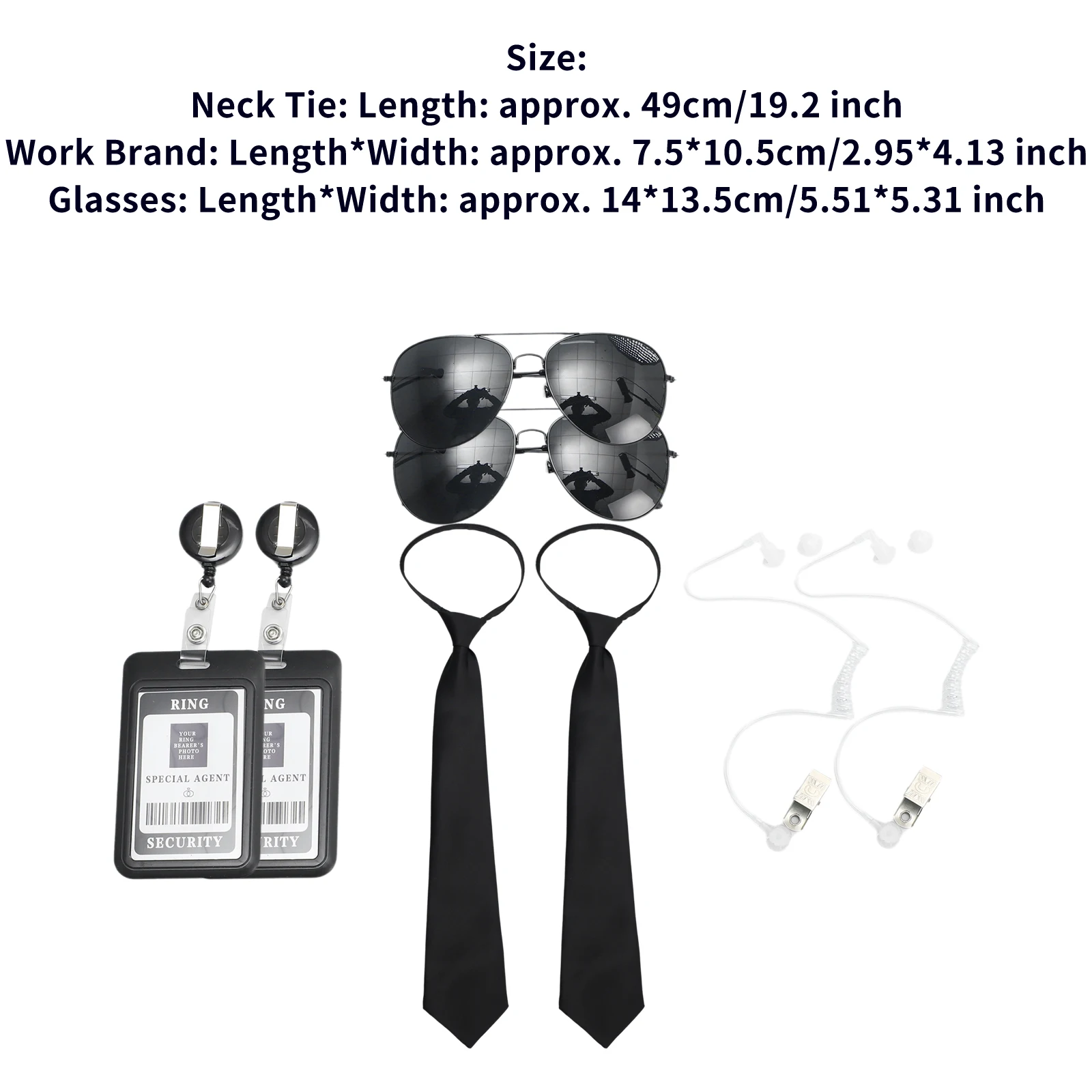 Agent Accessories Set Tie Earplugs Work Brand Glasses Hat Secret Security Service Costume for Teens Adults Cosplay Game Party - Image 7