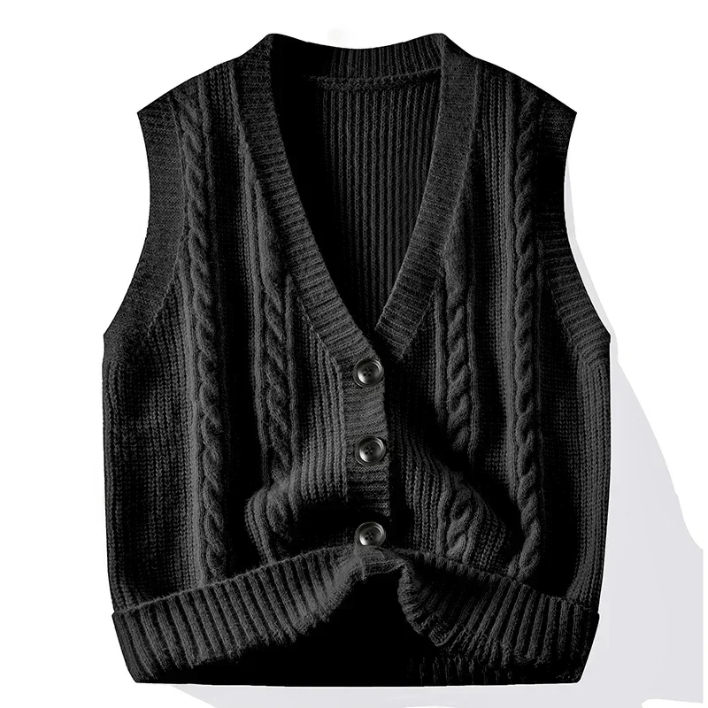 Cardigan Sweater for Men Autumn Winter Casual Knit Coat Loose Vest Sleeveless Vest for Men Sleeveless Cardigan Sweater Fashion - Image 3
