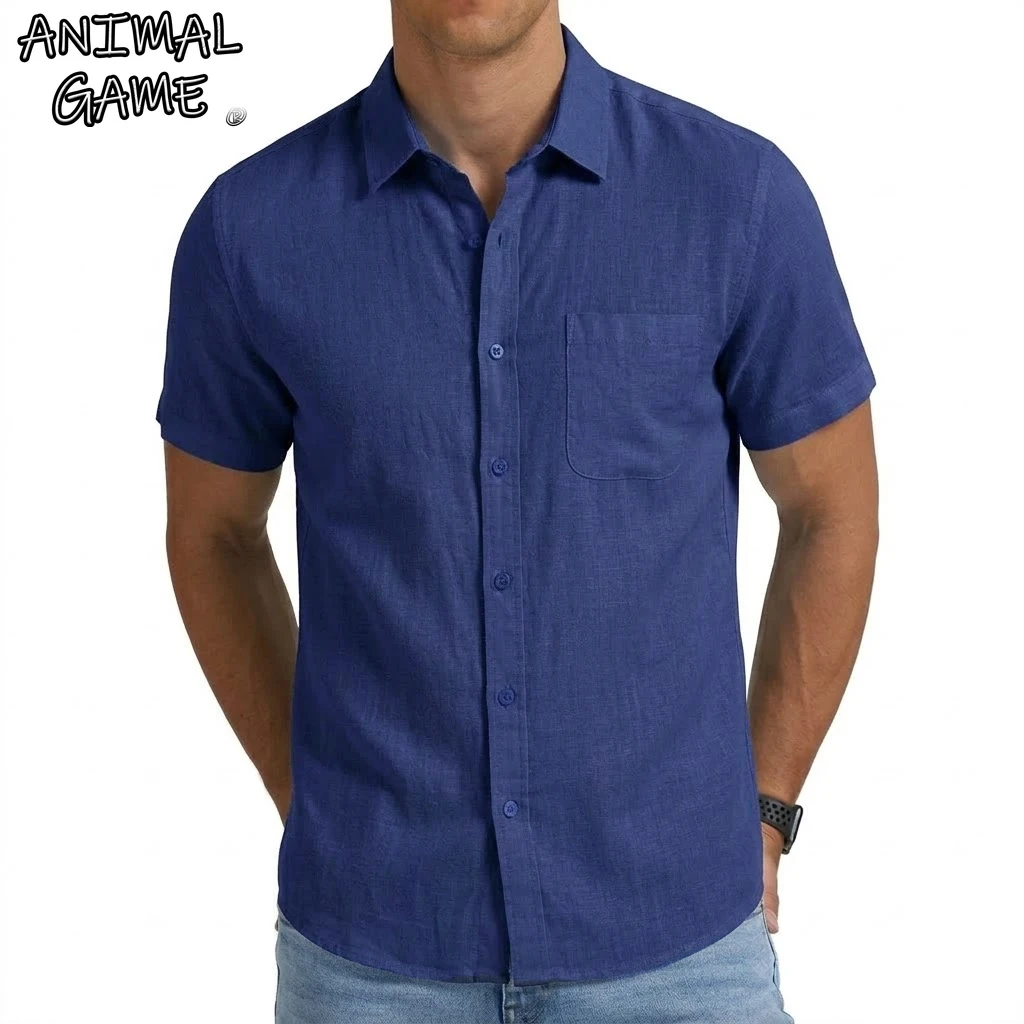 Men's Short Sleeve Shirt Luxury Work Tshirts Elegant T-shirts Men's Shirts Hawaiian Shirt Summer Cotton Linen Shirts for Men