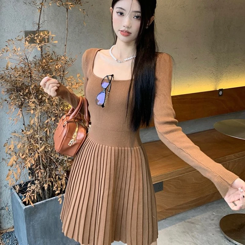 Bodycon Woman Knitted Dress New In Casual Retro Deals Korean Harajuku Comfortable Essential Pleated Crochet Dresses For Women - Image 6