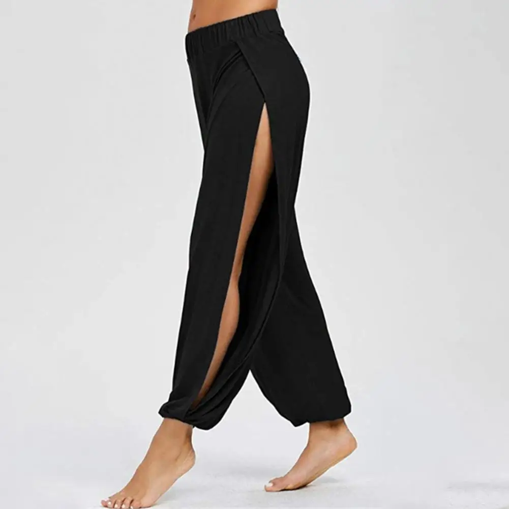 Women Harem Pants High Waist Side Slit Design Wide Leg Trousers Soft And Comfortable Harem Pants Hip Hop Style Yoga Pants 80% - Image 5