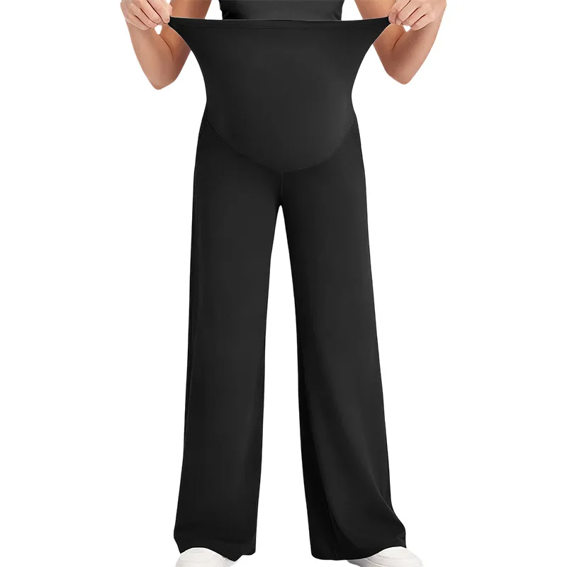 Maternity Wide Leg Pants Pregnant Women High Waist Tummy Support Trousers Soft Stretchy Casual Straight Leg Yoga Lounge Pants - Image 2