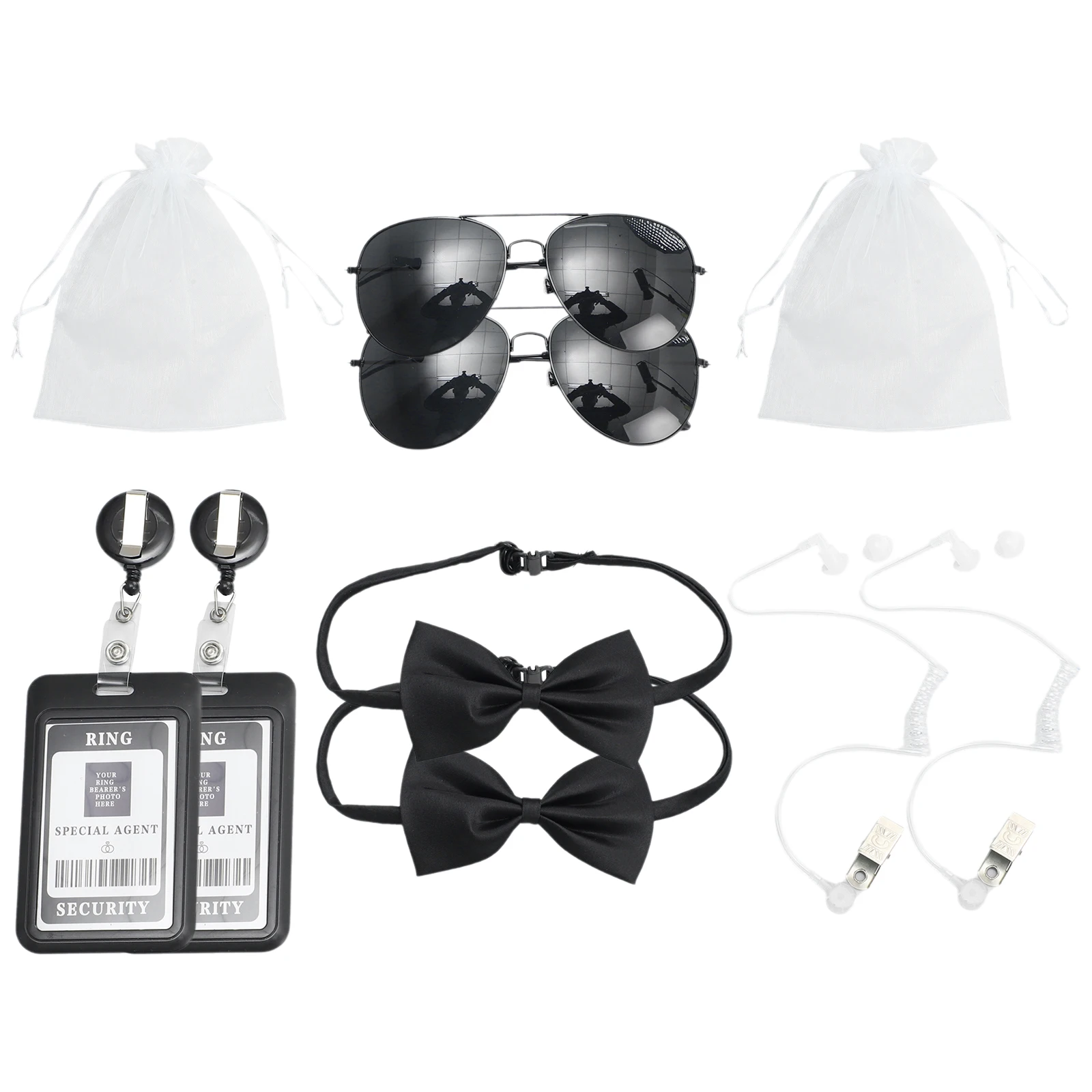 Agent Accessories Set Tie Earplugs Work Brand Glasses Hat Secret Security Service Costume for Teens Adults Cosplay Game Party - Image 3