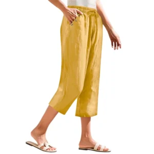 Women's Straight-leg Pants Summer New Solid Color Versatile Loose Casual Cropped Pants