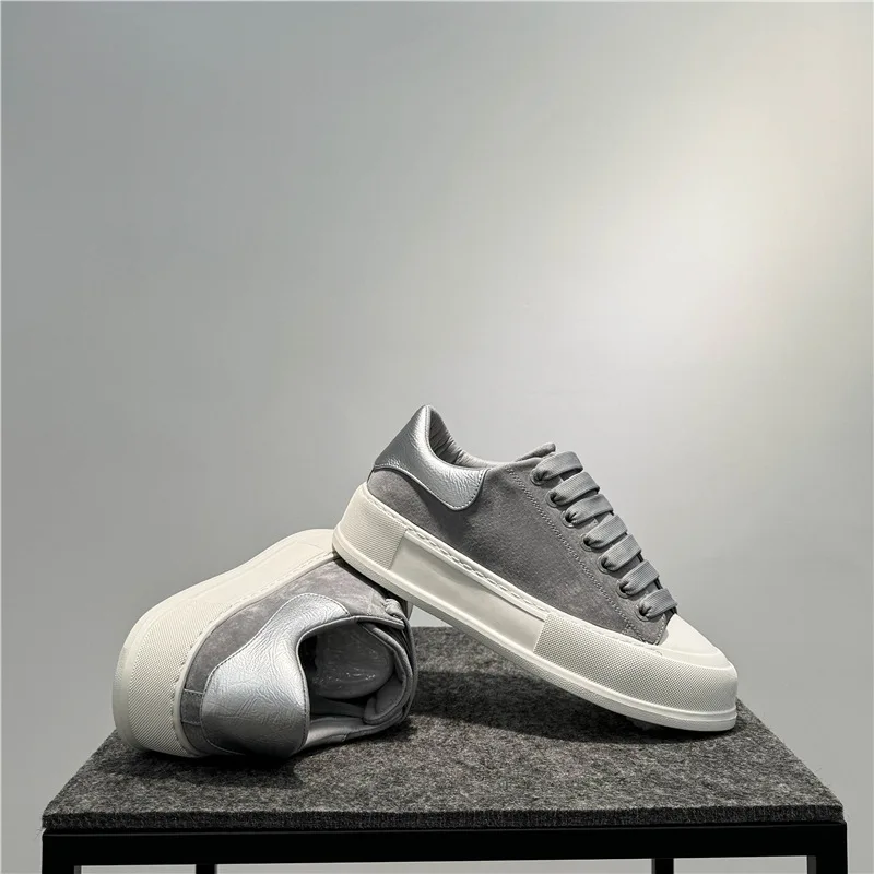Leather board shoes new lace-up low-top trendy thick-soled versatile sports and leisure shoes - Image 6
