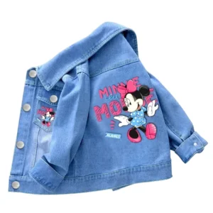 Fashion Baby Girls Denim Minnie Mouse Jacket Coat Spring Autumn Children Outerwear Kids Cotton Clothes for 2-7 Years Old