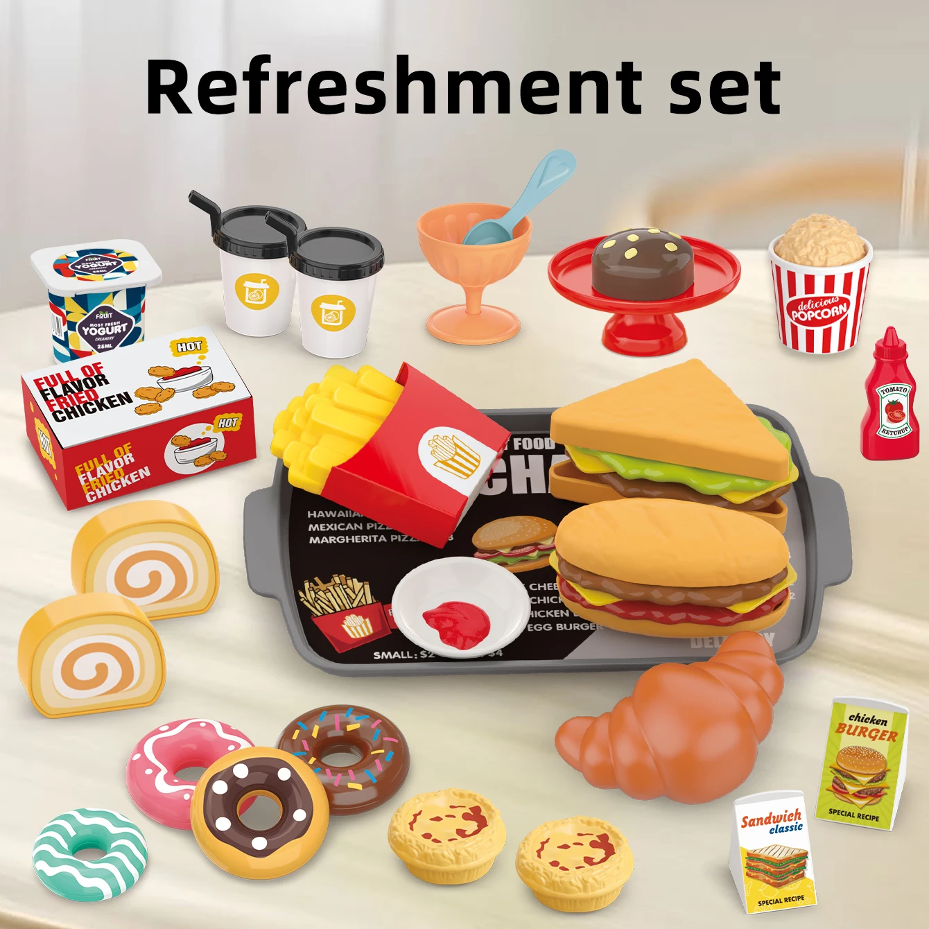 Children's toys: Pretend play, barbecue, fast food, pizza, sushi, afternoon tea, desserts, kitchen food, toy sets - Image 4