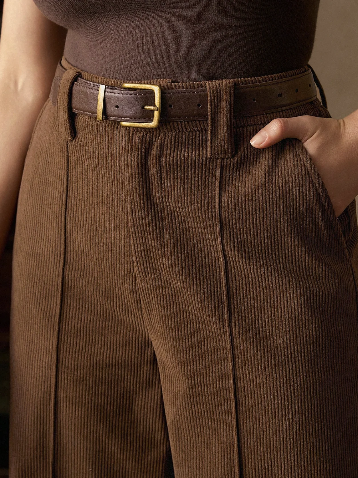 Women's Tailored Vacation Elegant Casual Fashion Outdoor Sports Corduroy All-Season Pants (No Belt) - Image 3