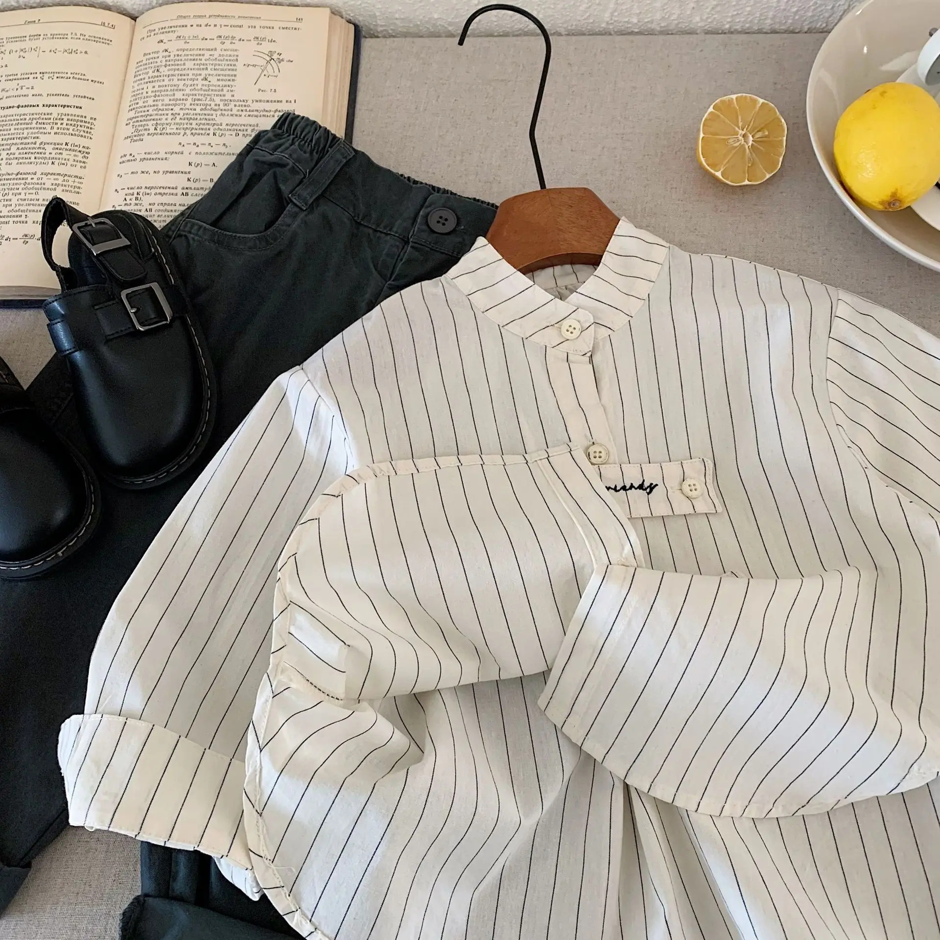 Children's Shirts 2025 Spring New Products Boys Embroidered Girls Striped Shirt Top Tide H0085 - Image 4
